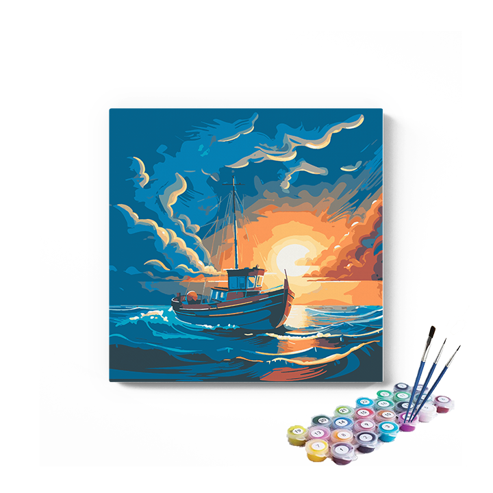 DIY Painting Kit -Ocean Voyage Fishing Boat Paint by Numbers Kit