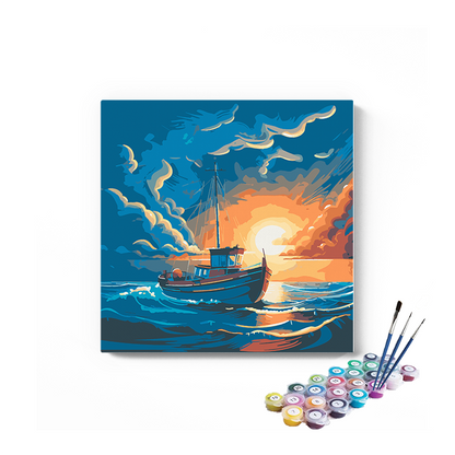 DIY Painting Kit -Ocean Voyage Fishing Boat Paint by Numbers Kit
