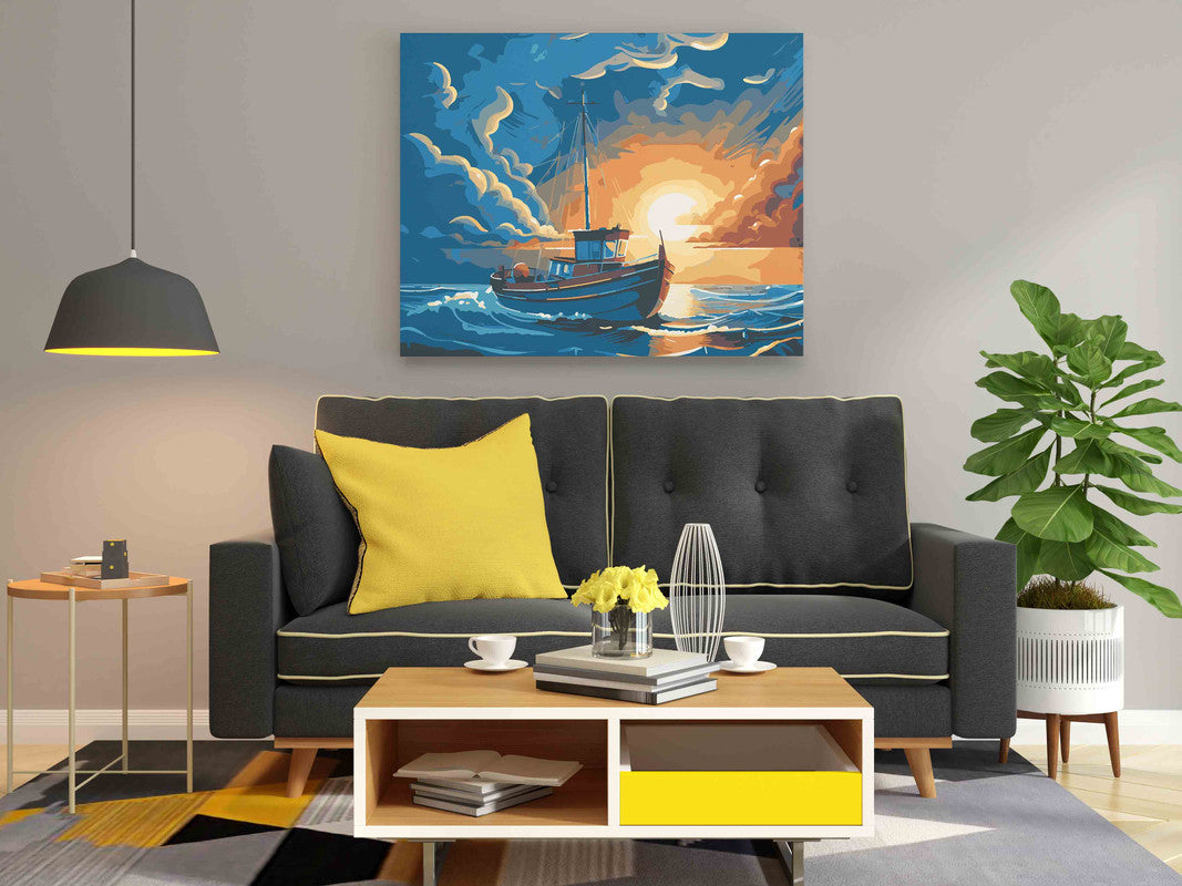 DIY Paint by numbers kit - Ocean Voyage Fishing Boat Paint by Numbers Kit