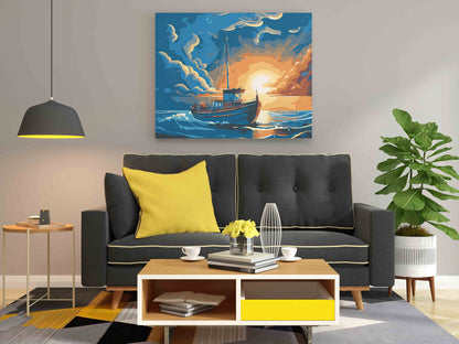 DIY Paint by numbers kit - Ocean Voyage Fishing Boat Paint by Numbers Kit