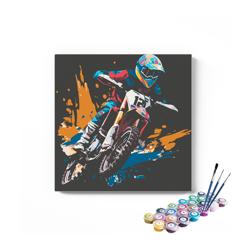 DIY Painting Kit -Dirt Bike Rider Paint by Numbers Kit