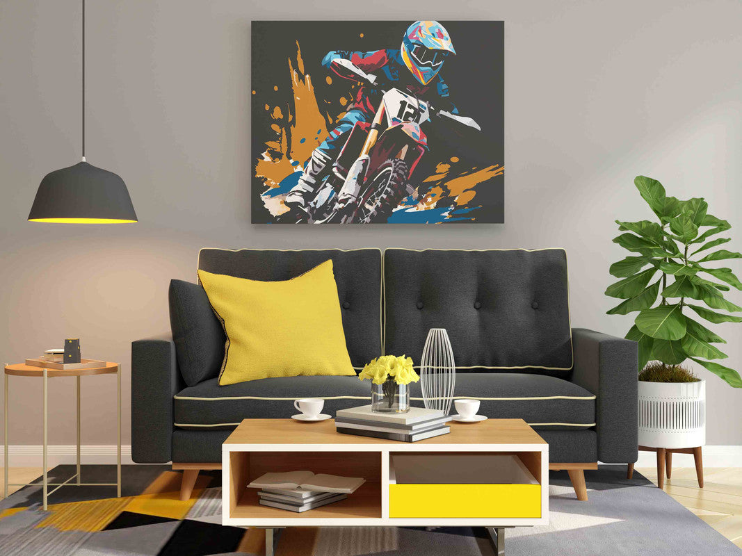 DIY Paint by numbers kit - Dirt Bike Rider Paint by Numbers Kit
