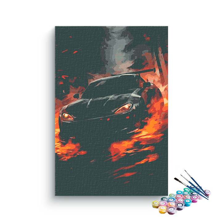 DIY Painting Kit -Night Drift Racing Car Paint by Numbers Kit