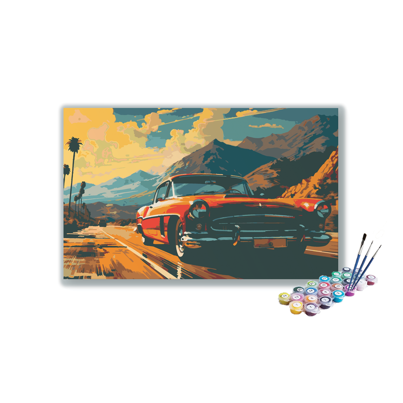 DIY Painting Kit -Sunset Highway Classic Car Paint by Numbers Kit