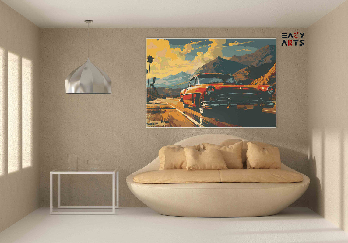 DIY Paint by numbers kit - Sunset Highway Classic Car Paint by Numbers Kit