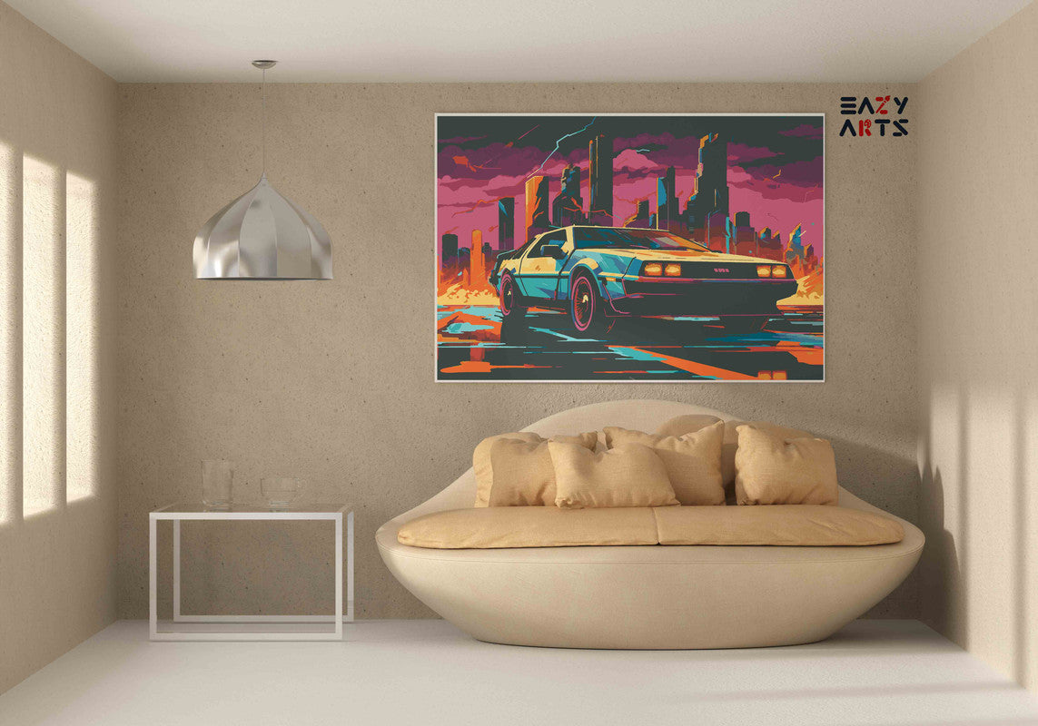 DIY Paint by numbers kit - Retro Neon City Car Paint by Numbers Kit