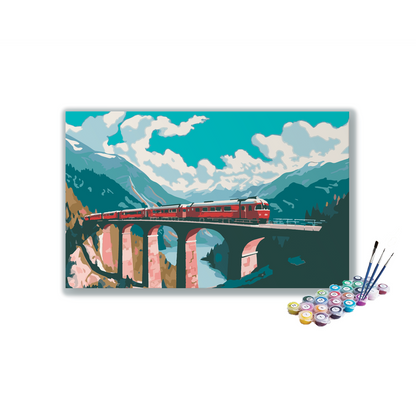 DIY Painting Kit -Mountain Express Train Paint by Numbers Kit