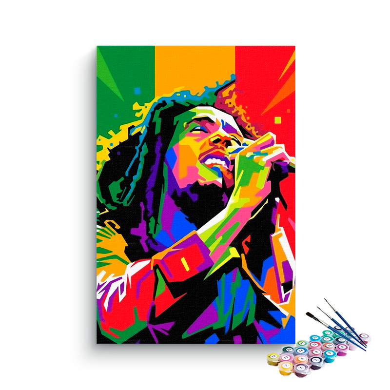 Bob Marley Singing  Abstract paint by numbers