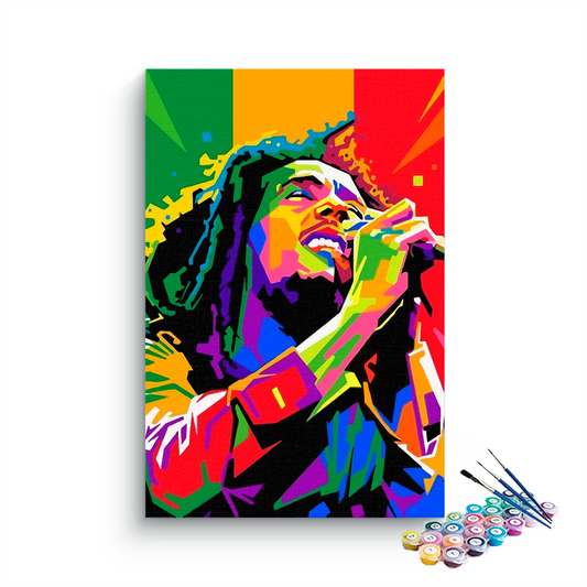 Bob Marley Singing  Abstract paint by numbers