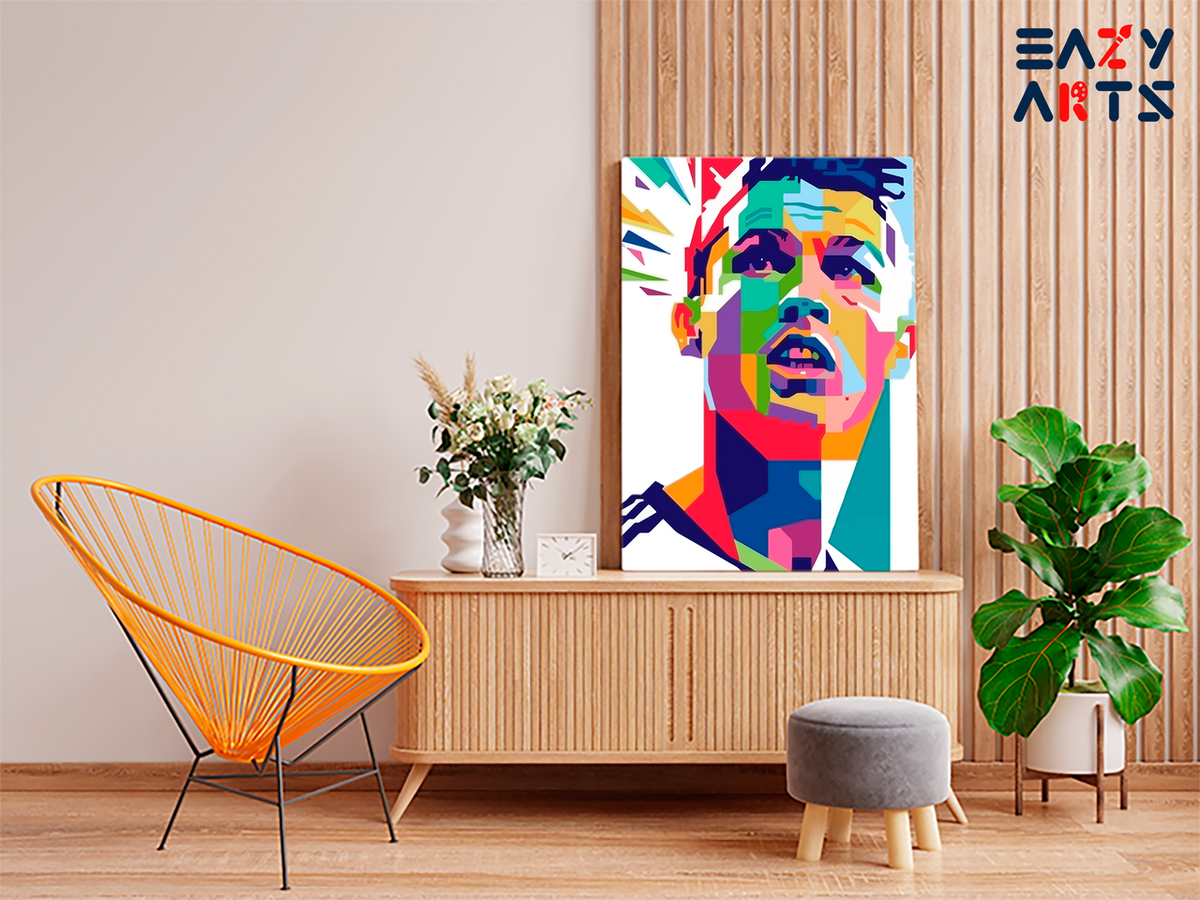 DIY Paint by numbers kit - Cristiano Ronaldo Colorful Geometric Pop Art Close-Up Portrait Paint by Numbers Kit