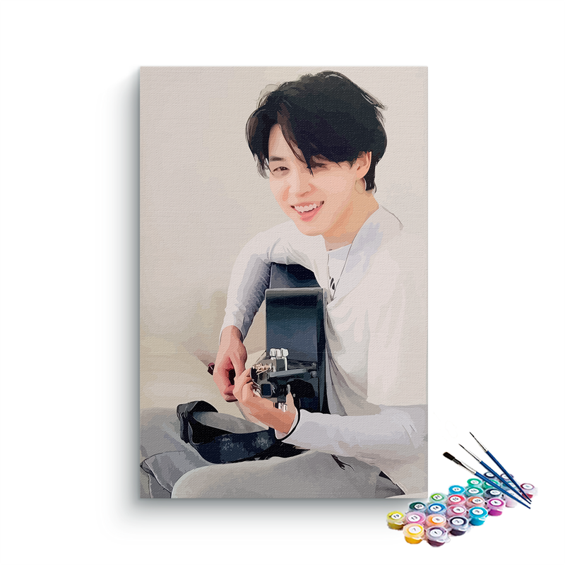 DIY Painting Kit -Jungkook Smiling with Acoustic Guitar Paint by Numbers Kit
