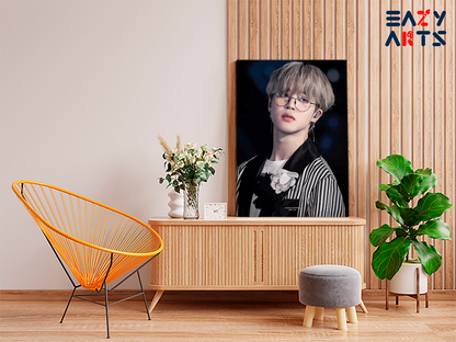 DIY Paint by numbers kit - Jimin Solo Portrait with Glasses and Striped Jacket Paint by Numbers Kit