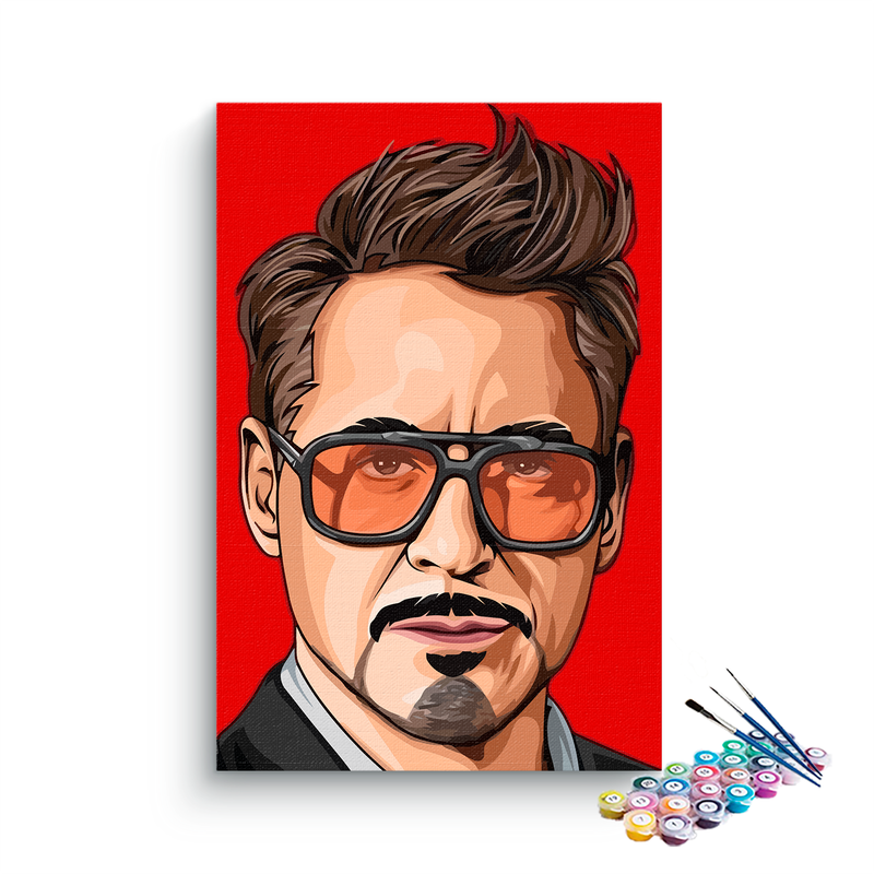 DIY Painting Kit -Tony Stark Iron Man Bold Red Pop Art Portrait Paint by Numbers Kit