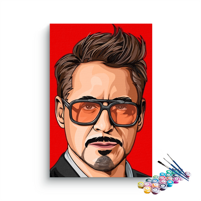 DIY Painting Kit -Tony Stark Iron Man Bold Red Pop Art Portrait Paint by Numbers Kit