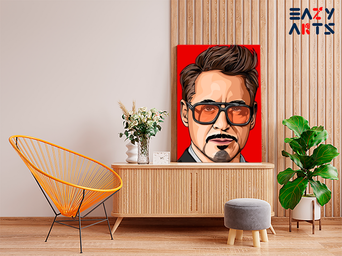 DIY Paint by numbers kit - Tony Stark Iron Man Bold Red Pop Art Portrait Paint by Numbers Kit