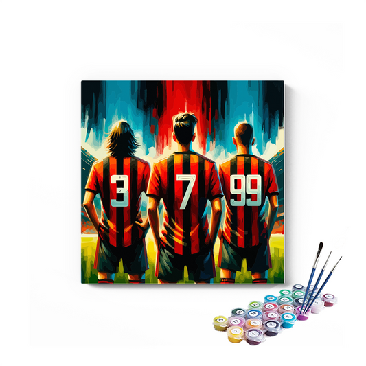 DIY Painting Kit -Three Football Legends in Red and Black Striped Jerseys Paint by Numbers Kit
