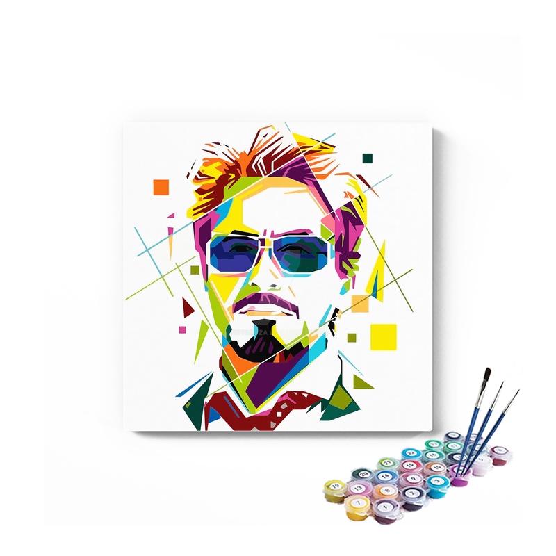 DIY Painting Kit -Tony Stark Iron Man Colorful Geometric Abstract Pop Art Paint by Numbers Kit