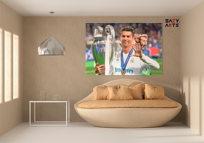 DIY Paint by numbers kit - Cristiano Ronaldo Lifting Champions League Trophy Celebration Paint by Numbers Kit