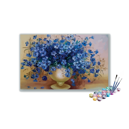 Beautiful Blue Flower Pot Paint By Numbers kit