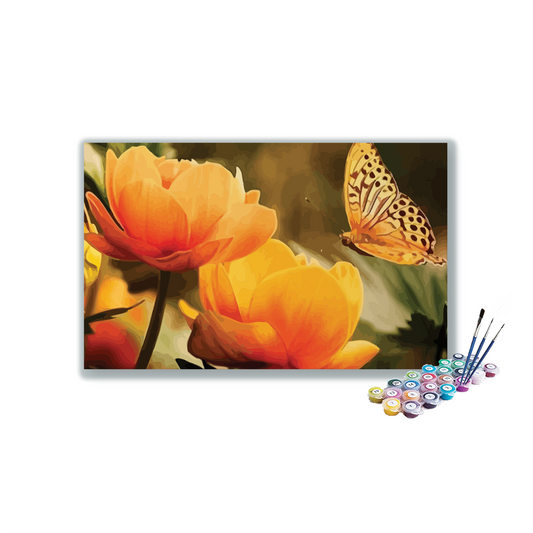 Yellow Flowers and Butterfly PBN kit