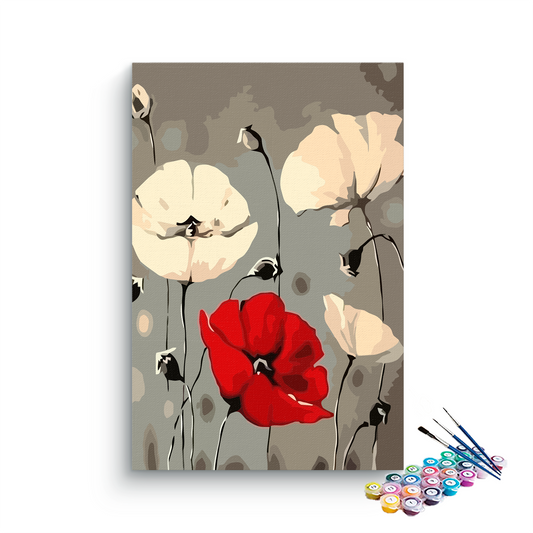 Red and White Flowers Paint By Numbers kit