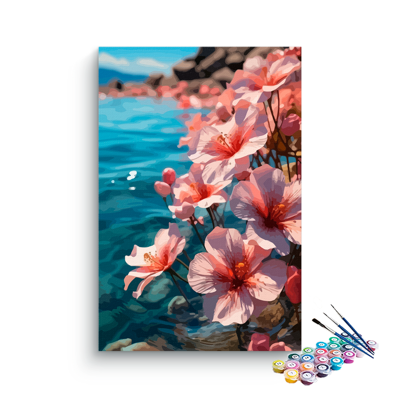 DIY Painting Kit -Cherry Blossoms by the Water Paint by Numbers Kit