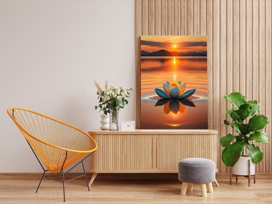 DIY Paint by numbers kit - Golden Lotus at Sunset Tranquil Waters Paint by Numbers Kit