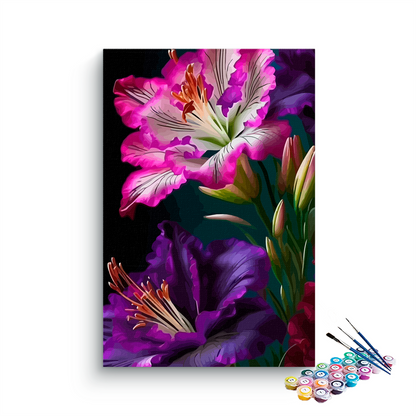 DIY Painting Kit -Purple and Pink Lilies Paint by Numbers Kit