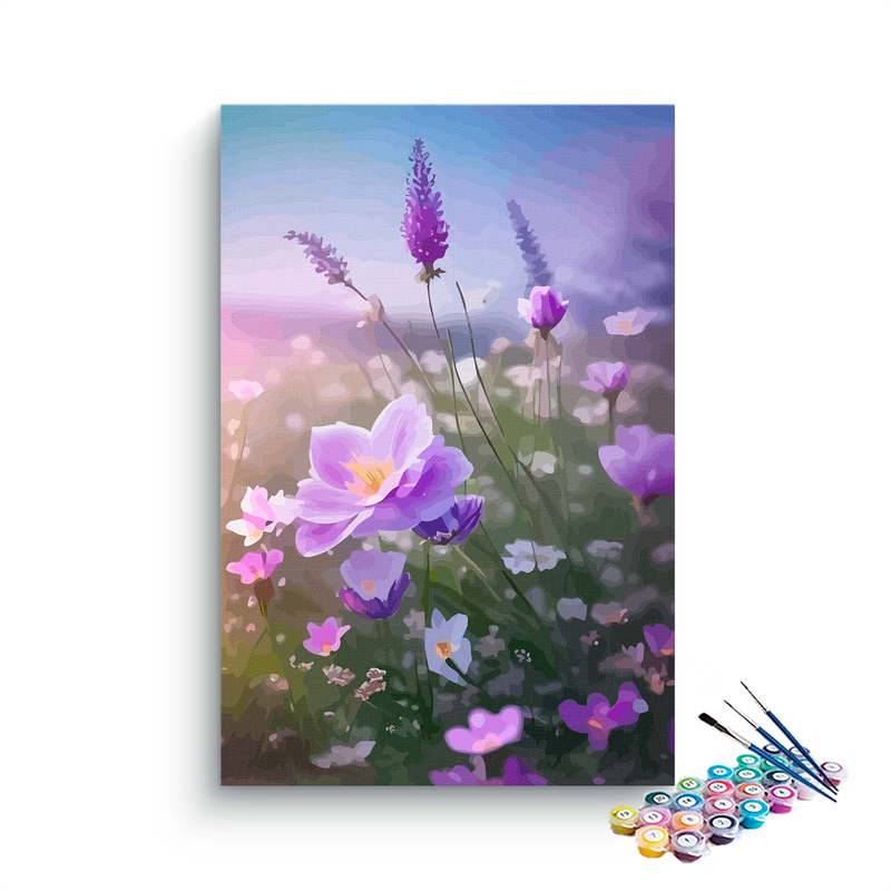 DIY Painting Kit -Lavender Dreams Wildflower Meadow Paint by Numbers Kit