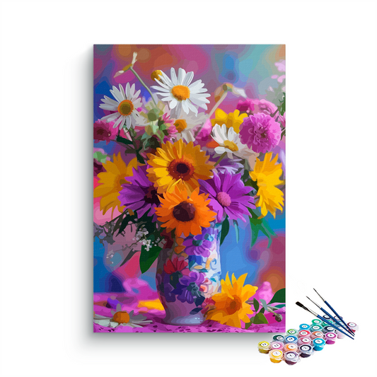 DIY Painting Kit -Vibrant Bouquet Sunflowers and Daisies Paint by Numbers Kit
