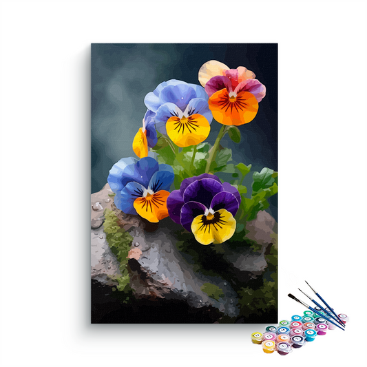DIY Painting Kit -Pansy Perfection Colorful Blossoms Paint by Numbers Kit