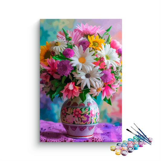 DIY Painting Kit -Floral Harmony Daisies and Sunflowers Paint by Numbers Kit