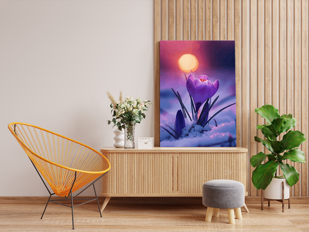 DIY Paint by numbers kit - Winter Bloom Crocus at Sunset Paint by Numbers Kit