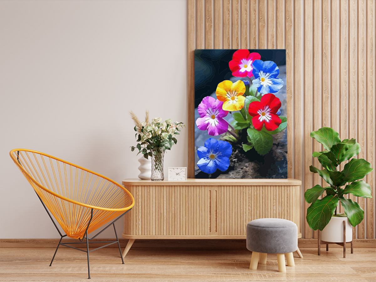 DIY Paint by numbers kit - Rainbow Pansies Vibrant Blossoms Paint by Numbers Kit