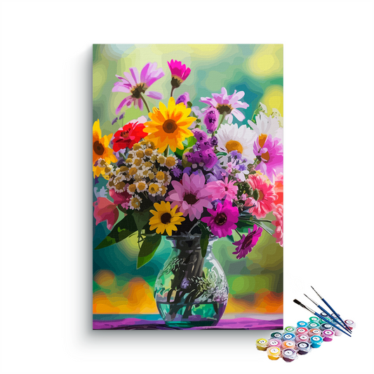 DIY Painting Kit -Blooming Delight Garden Flowers Paint by Numbers Kit