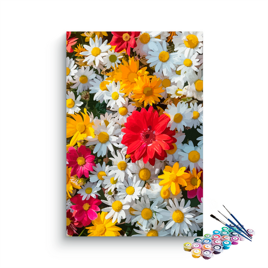 DIY Painting Kit -Field of Daisies Bright Blossoms Paint by Numbers Kit
