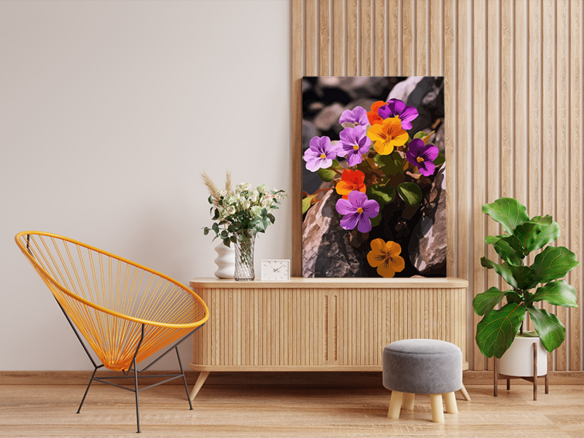DIY Paint by numbers kit - Mountain Pansies Vibrant Blooms Paint by Numbers Kit