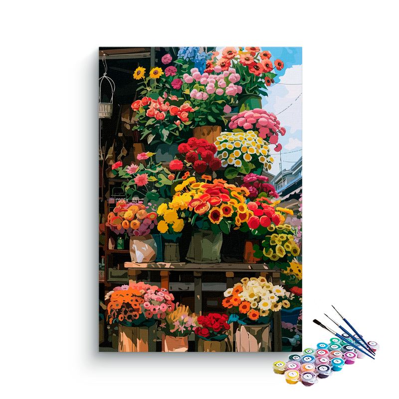 DIY Painting Kit -Market Bloom Flower Stall Paint by Numbers Kit