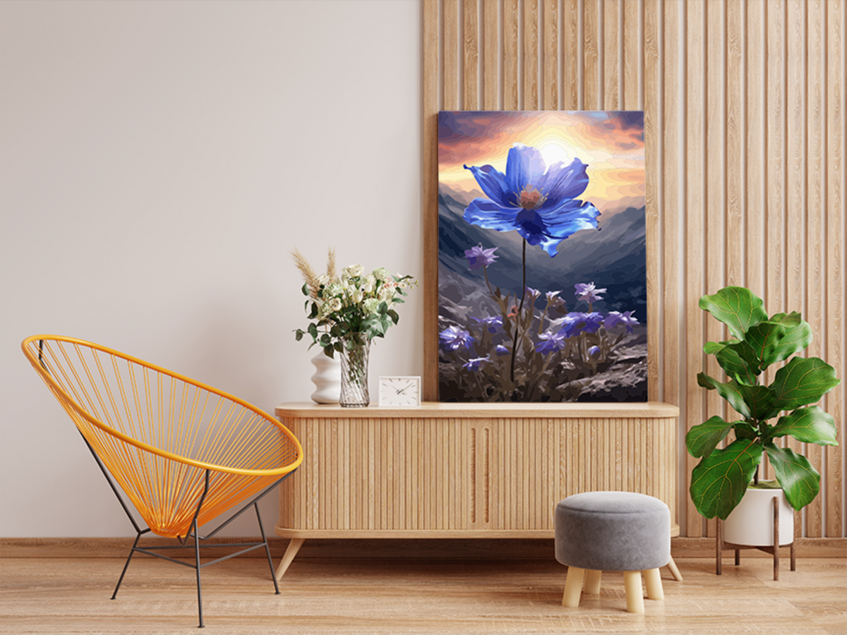DIY Paint by numbers kit - Mountain Glory Blue Bloom at Sunrise Paint by Numbers Kit