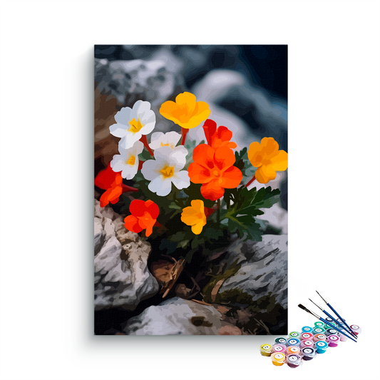 DIY Painting Kit -Rocky Bloom Wildflowers in the Mountains Paint by Numbers Kit