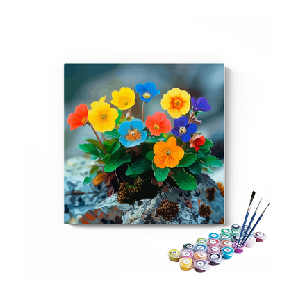 DIY Painting Kit -Rainbow Pansies Vibrant Wildflowers Paint by Numbers Kit