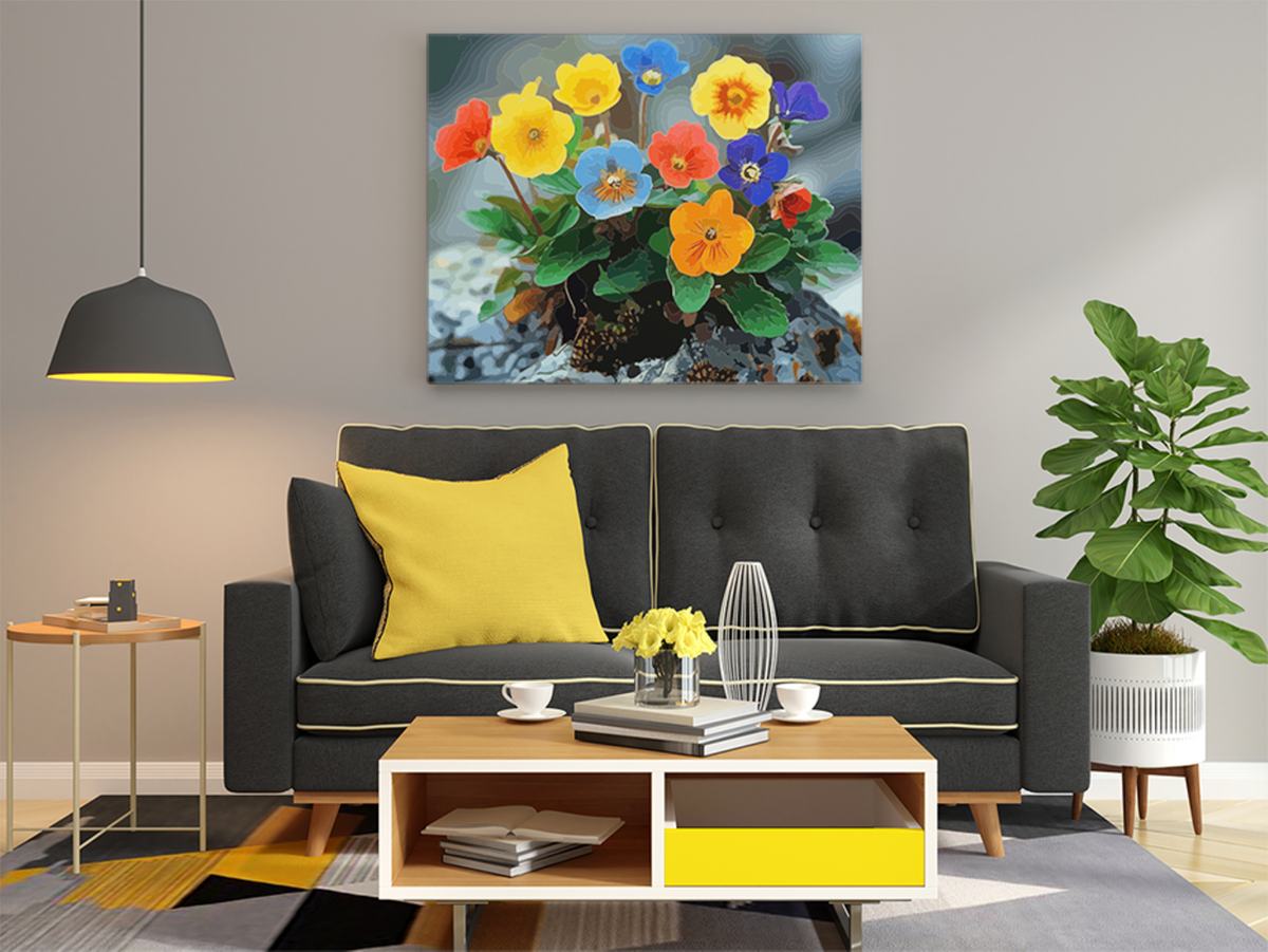 DIY Paint by numbers kit - Rainbow Pansies Vibrant Wildflowers Paint by Numbers Kit