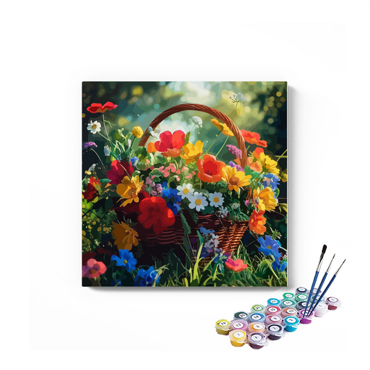 DIY Painting Kit -Garden Basket Blooming Wildflowers Paint by Numbers Kit