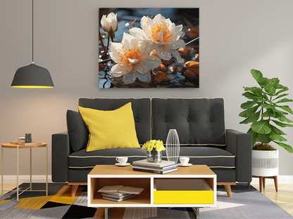 DIY Paint by numbers kit - Tranquil Waters White Water Lilies Paint by Numbers Kit