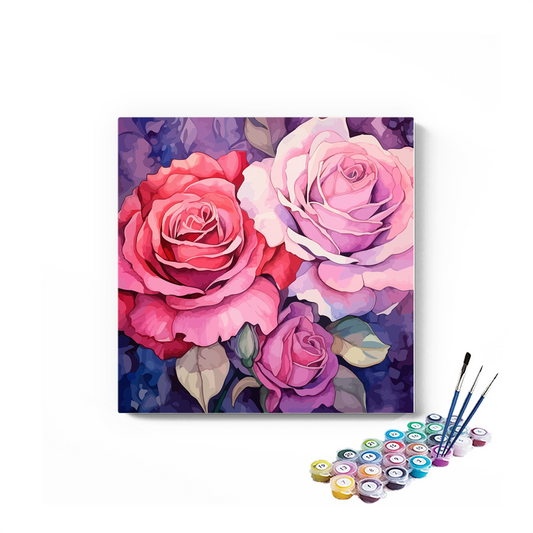 DIY Painting Kit -Rosy Elegance Blushing Roses Paint by Numbers Kit