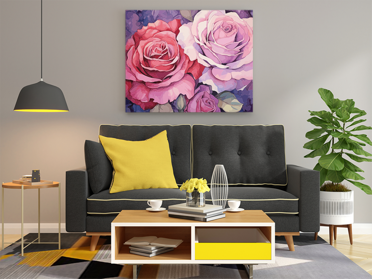 DIY Paint by numbers kit - Rosy Elegance Blushing Roses Paint by Numbers Kit