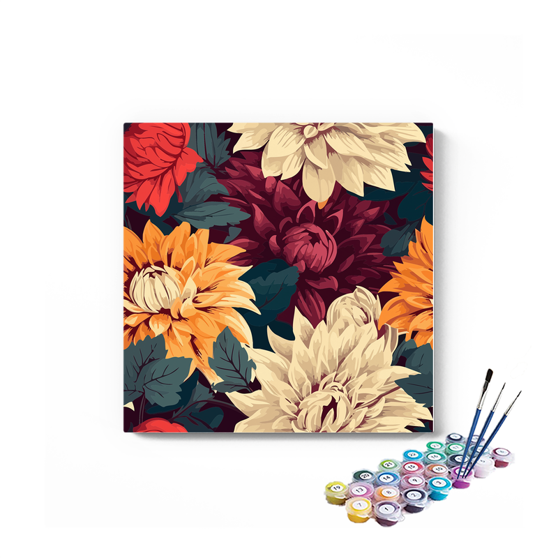 DIY Painting Kit -Vintage Chrysanthemums Paint by Numbers Kit