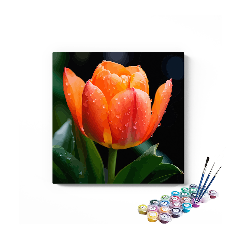 DIY Painting Kit -Dewy Orange Tulip Paint by Numbers Kit