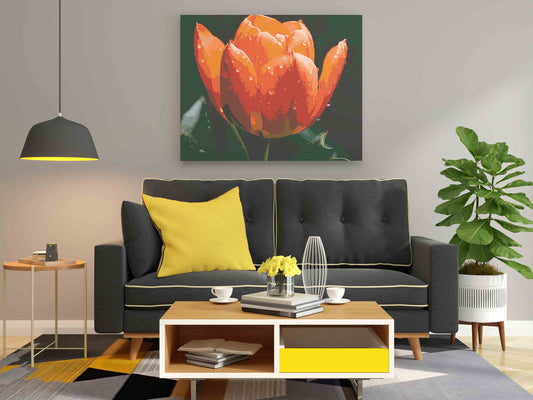 DIY Paint by numbers kit - Dewy Orange Tulip Paint by Numbers Kit
