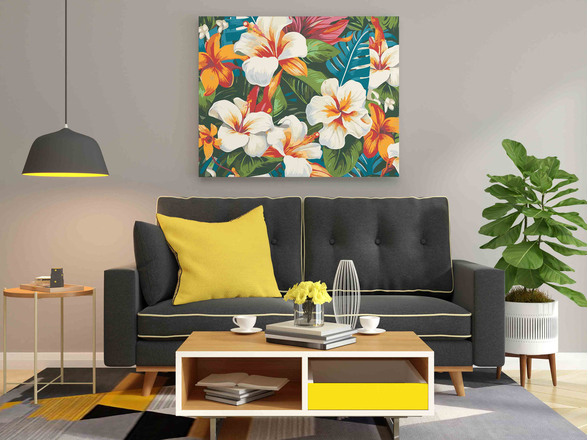 DIY Paint by numbers kit - Tropical Hibiscus Garden Paint by Numbers Kit